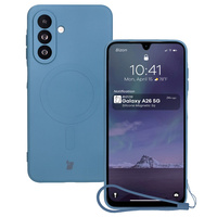 Silikonowe etui z pierścieniem magnetycznym Bizon Case Silicone Magnetic Sq do Galaxy A26 5G, granatowe