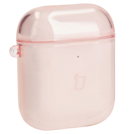 Etui Bizon Case Headphone Clear do Airpods 1/2, przezroczysto-różowe