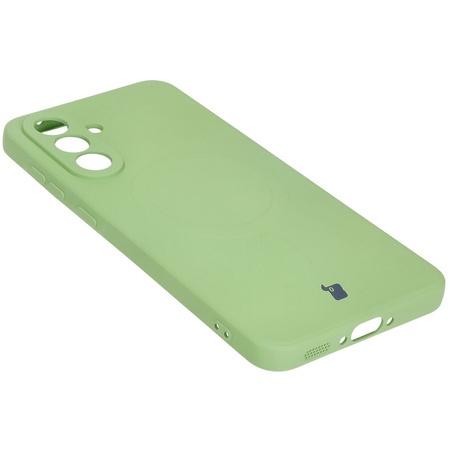 Silikonowe etui z pierścieniem magnetycznym Bizon Case Silicone Magnetic Sq do Galaxy A36 5G, jasnozielone