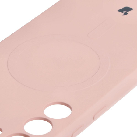 Etui silikonowe z pierścieniem magnetycznym Bizon Case Silicone Magnetic do Galaxy S23 Plus, jasnoróżowe