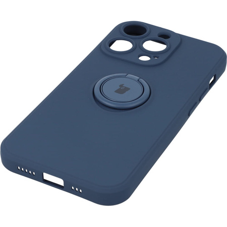 Etui Bizon Case Silicone Ring Sq do iPhone 14 Pro, granatowe