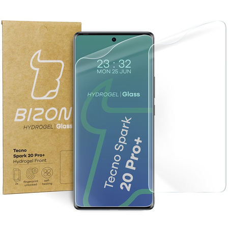 Folia hydrożelowa na ekran Bizon Glass Hydrogel Front do Tecno Spark 20 Pro+, 2 sztuki