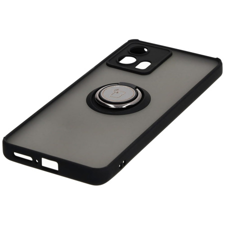Etui z uchwytem na palec Bizon Case Hybrid Ring do Motorola Edge 30 Fusion, przydymione z czarną ramką