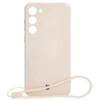Etui silikonowe z pierścieniem magnetycznym Bizon Case Silicone Magnetic do Galaxy S23 Plus, beżowe