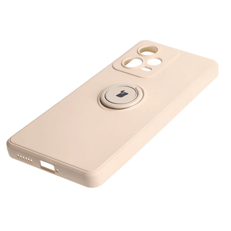Etui Bizon Case Silicone Ring Sq do Xiaomi Redmi Note 12 Pro Plus 5G, beżowe