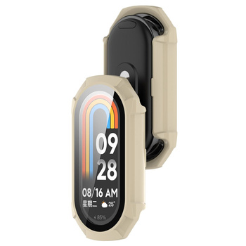 Etui ze szkłem do zegarka Bizon Case Watch Adamo do Xiaomi Smart Band 9, beżowe