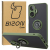 Etui z uchwytem na palec Bizon Case Hybrid Ring do Realme C55, przydymione z zieloną ramką