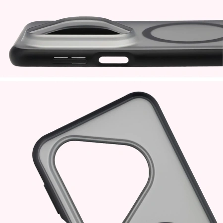 Etui z pierścieniem magnetycznym Bizon Case MatteO do Huawei Pura 80 Pro / Pro Plus, przydymione-czarne