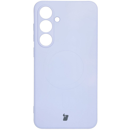 Silikonowe etui z pierścieniem magnetycznym Bizon Case Silicone Magnetic Sq do Galaxy S24 FE, jasnofioletowe