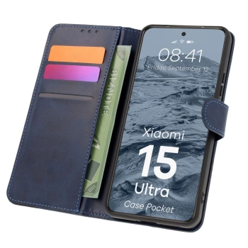 Etui z klapką Bizon Case Pocket do Xiaomi 15 Ultra, granatowe
