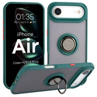 Etui z uchwytem na palec Bizon Case Hybrid Ring do iPhone Air, przydymione z ciemnozieloną ramką