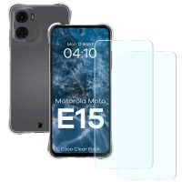Elastyczne etui + 2x szkło hartowane Bizon Case Clear Pack do Motorola Moto E15