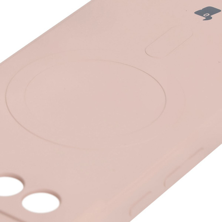 Silikonowe etui z pierścieniem magnetycznym Bizon Case Silicone Magnetic Sq do Google Pixel 8a, jasnoróżowe