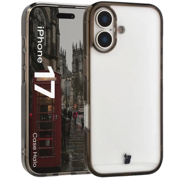 Etui Bizon Case Halo do iPhone 17, przydymione-czarne