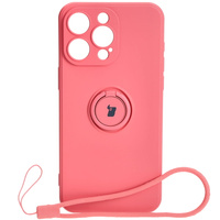 Etui Bizon Case Silicone Ring Sq do iPhone 15 Pro Max, brudny róż