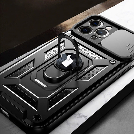 Etui Bizon Case CamShield Ring do iPhone 12 Pro Max, czarne