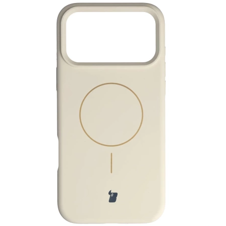 Silikonowe etui z pierścieniem magnetycznym Bizon Soft Case Magnetic do iPhone 17 Pro Max, écru