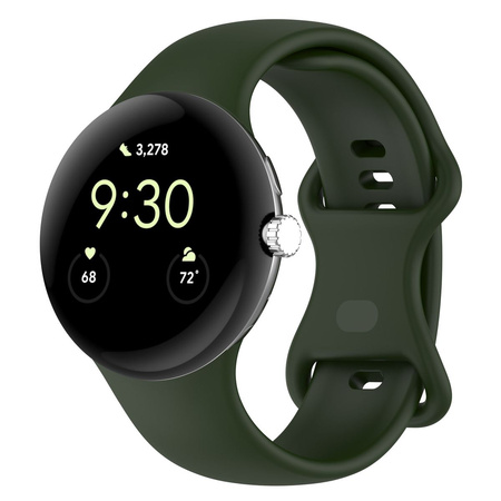 Silikonowy pasek Bizon Strap Watch Silicone S do Google Pixel Watch 3 (45mm), ciemnozielony