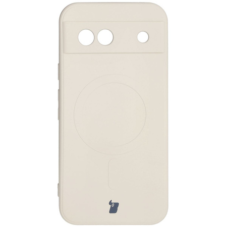 Silikonowe etui z pierścieniem magnetycznym Bizon Case Silicone Magnetic Sq do Google Pixel 8a, beżowe