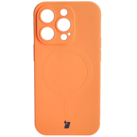 Etui silikonowe z pierścieniem magnetycznym Bizon Case Silicone Magnetic do iPhone 14 Pro, marchewkowe