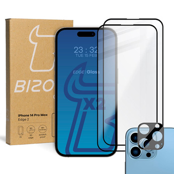2x Szkło + szybka na aparat BIZON do iPhone 14 Pro Max