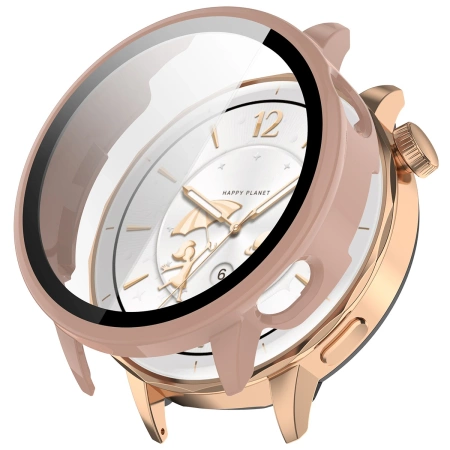 Etui ze szkłem do zegarka Bizon Case Watch Adamo do OnePlus Watch 3 43 mm, różowe