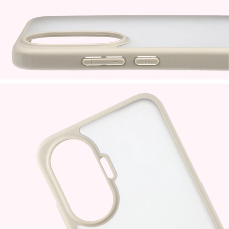 Etui Bizon Case Angelo do Xiaomi POCO F7, półprzezroczyste z beżową ramką