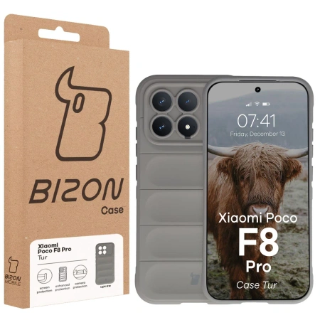 Pancerne etui Bizon Case Tur do Xiaomi POCO F8 Pro, jasnoszare