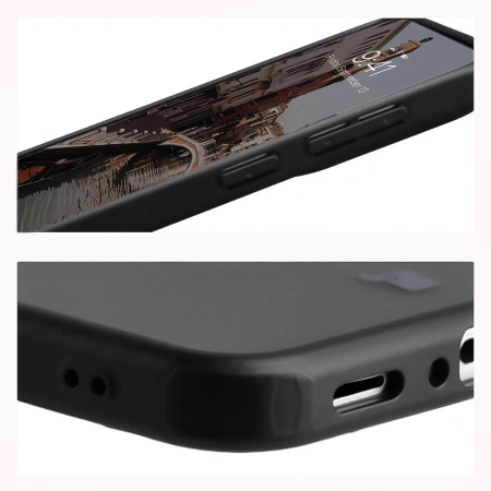 Etui z pierścieniem magnetycznym Bizon Case MatteO do Galaxy A37 5G / A36 5G, przydymione-czarne