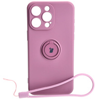 Etui Bizon Case Silicone Ring Sq do iPhone 15 Pro Max, ciemnofioletowe