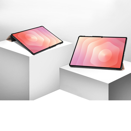 Etui z klapką Bizon Case Tab Croc do Galaxy Tab S11 Ultra, różowozłote