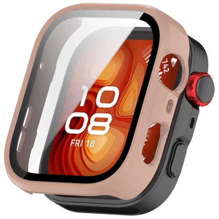 Etui ze szkłem do zegarka Bizon Case Watch Adamo do Huawei Watch Fit 4 Pro, różowe