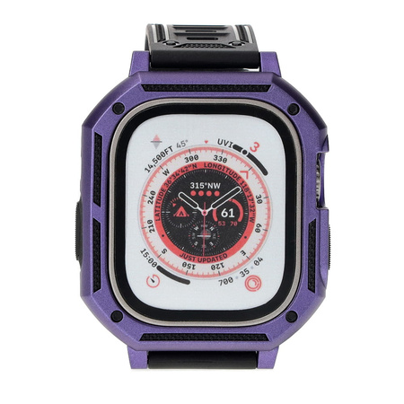 Etui z paskiem Bizon Strap + Case Watch Armor do Apple Watch Ultra 49mm, fioletowe