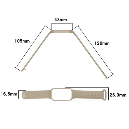 Etui z paskiem Bizon Strap + Case Watch Dots do Xiaomi Redmi Smart Band 2 / Xiaomi Mi Band 8 Active, beżowe