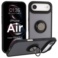 Etui z uchwytem na palec Bizon Case Hybrid Ring do iPhone Air, przydymione z czarną ramką