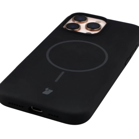 Silikonowe etui z pierścieniem magnetycznym Bizon Soft Case Magnetic do iPhone 16 Pro Max, czarne