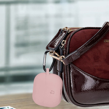 Silikonowe etui z karabińczykiem Bizon Case Headphone Silicone do Galaxy Buds 3/3 Pro, jasnoróżowe