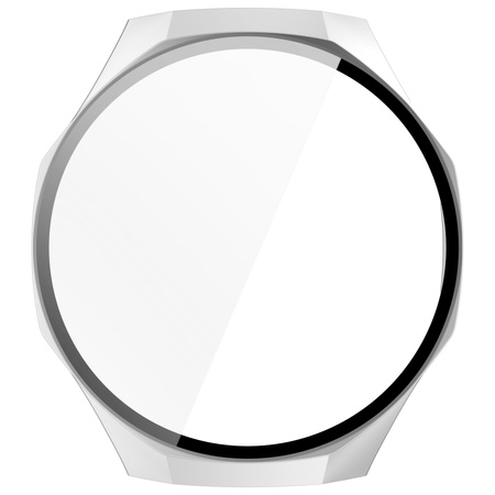 Etui ze szkłem do zegarka Bizon Case+Glass Watch do Huawei Watch GT 5 Pro 46 mm, srebrne satynowe