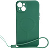 Etui silikonowe z pierścieniem magnetycznym Bizon Case Silicone Magnetic do iPhone 15 Plus, ciemnozielone