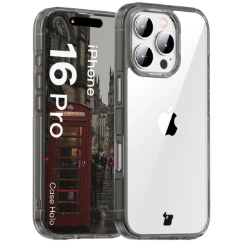 Etui Bizon Case Halo do iPhone 16 Pro, przydymione-czarne