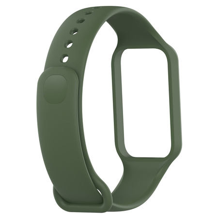 Etui z paskiem Bizon Strap + Case Watch Dots do Xiaomi Redmi Smart Band 2 / Xiaomi Mi Band 8 Active, ciemnozielone