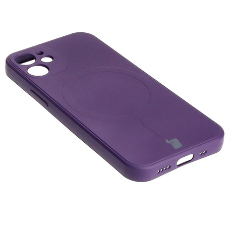 Etui Bizon Case Silicone Magnetic Sq do iPhone 12 Mini, śliwkowe
