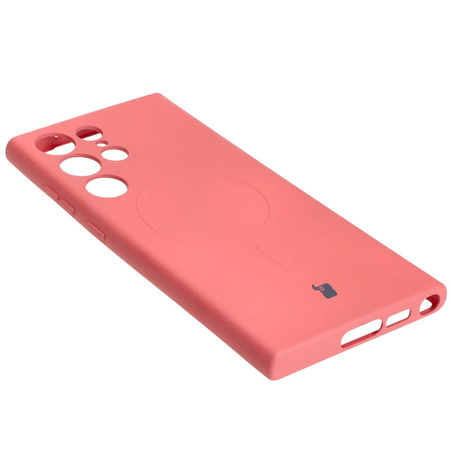 Etui silikonowe z pierścieniem magnetycznym Bizon Case Silicone Magnetic do Galaxy S23 Ultra, brudnoróżowe