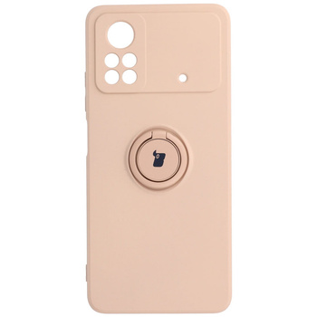 Etui Bizon Case Silicone Ring do Xiaomi Poco X4 Pro 5G, jasnoróżowe