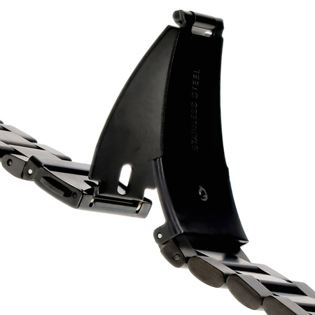 Pasek ze stali nierdzewnej do smartwatcha, Bizon Strap Watch Aura, QuickFit 20 mm, czarny