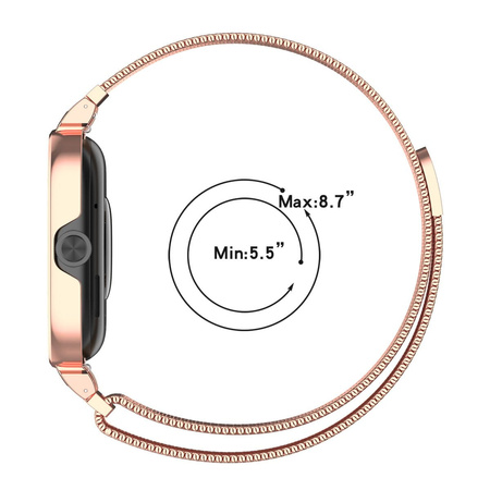 Etui z paskiem Bizon Strap + Case Watch Chain do Xiaomi Redmi Watch 4/5, różowozłote