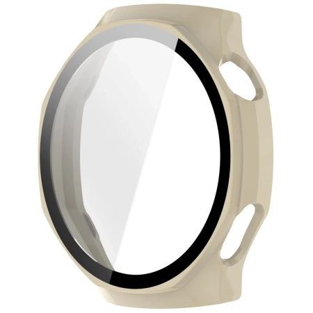 Etui ze szkłem do zegarka Bizon Case Watch Adamo do Huawei Watch GT6 Pro 46 mm, beżowe