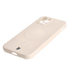 Etui silikonowe z pierścieniem magnetycznym Bizon Case Silicone Magnetic do iPhone 12 Pro, beżowe