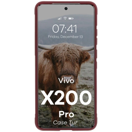 Pancerne etui Bizon Case Tur do Vivo X200 Pro, burgundowe