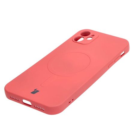 Etui silikonowe z pierścieniem magnetycznym Bizon Case Silicone Magnetic do iPhone 11, brudnoróżowe
